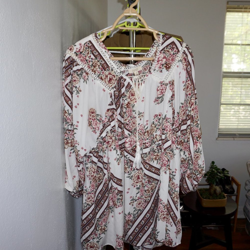 Oddy floral hippie boho Chic blouse plus size